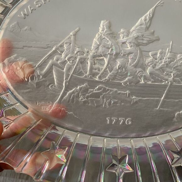 VTG JOSTORIA 1973 Plate Washington Crossing The Delaware 1776 Clear Glass Plate - Picture 3 of 7